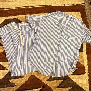 Stars Above Blue and White Striped Pajama Set